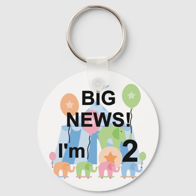 Big News Circus 2nd Birthday T-shirts and Gifts Keychain (Front)