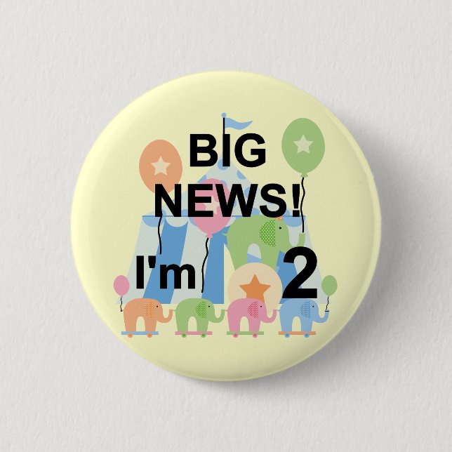 Big News Circus 2nd Birthday T-shirts and Gifts Pinback Button (Front)