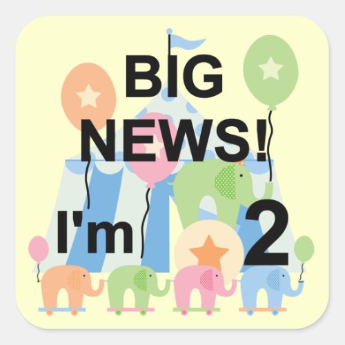 Big News Circus 2nd Birthday T_shirts and Gifts Square Sticker