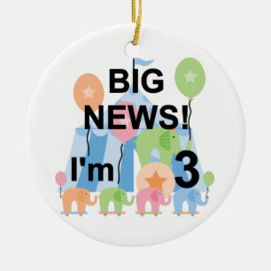 Big News Circus 3rd Birthday Tshirts and Gifts Ceramic Ornament