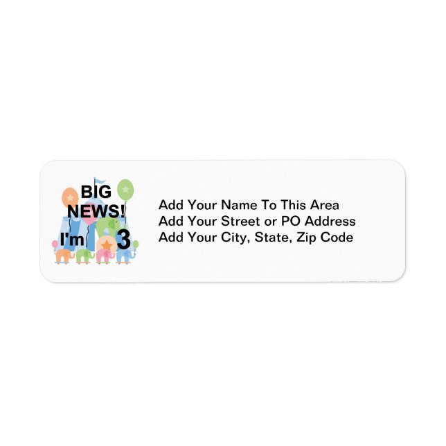 Big News Circus 3rd Birthday Tshirts and Gifts Label (Front)