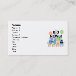 Big News Circus 4th Birthday T shirts and Gifts Business Card