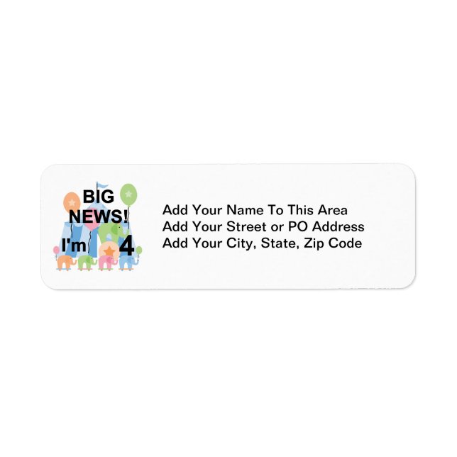 Big News Circus 4th Birthday T shirts and Gifts Label (Front)
