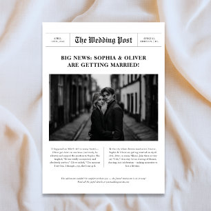 Big News Editorial Photo Wedding Newspaper Style Save The Date