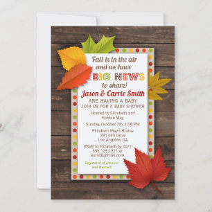 Big News Fall Leaves Baby Shower Invitation