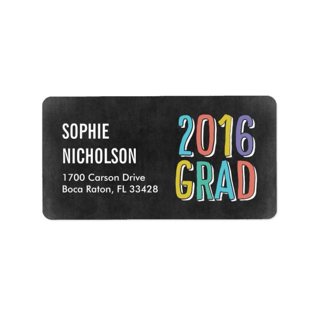 Big News Graduation Address Labels - Chalk (Front)