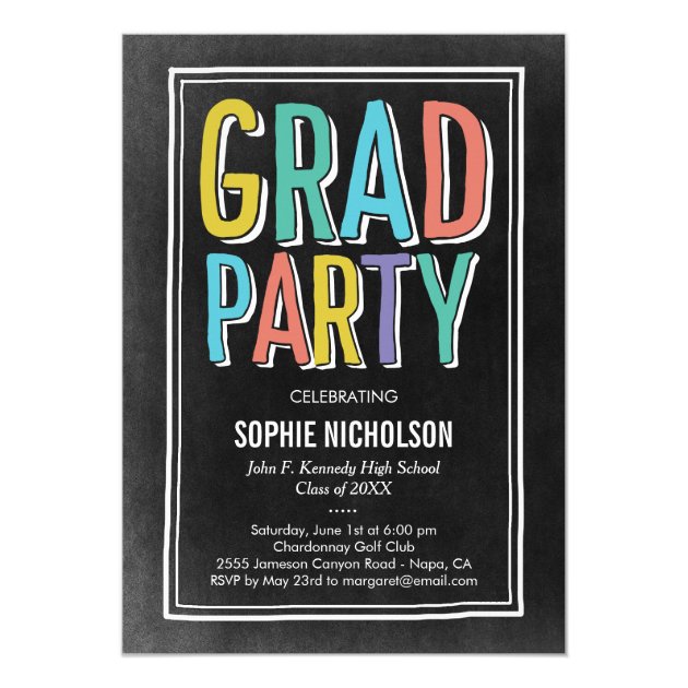 Big News Graduation Party Invitation Chalk
