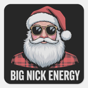 Big Nick Energy Christmas Santa Sunglasses Xmas Square Sticker