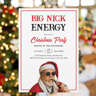 Big Nick Energy Funny Joke Friends Christmas Party Invitation