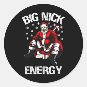 Big Nick Energy Funny Santa Christmas 1  Classic Round Sticker