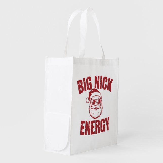Big Nick Energy Funny Santa Rude Christmas Joke  Grocery Bag (Front Side)