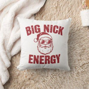 Big Nick Energy Funny Santa Rude Christmas Joke Throw Pillow