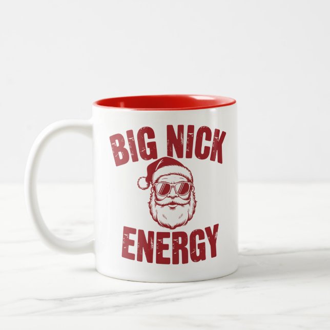 Big Nick Energy Funny Santa Rude Christmas Joke  Two-Tone Coffee Mug (Left)