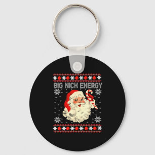 Big Nick Energy Funny Santa Ugly Christmas Sweater Keychain