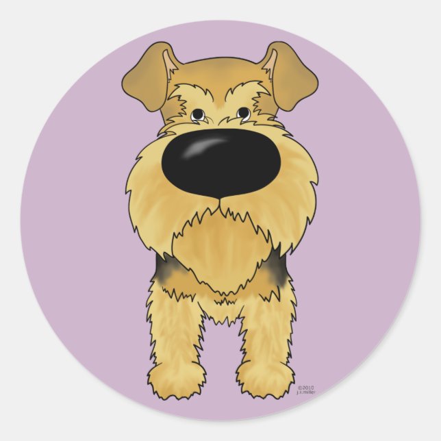 Big Nose Airedale Terrier Classic Round Sticker (Front)