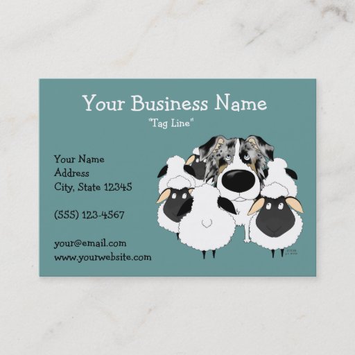 Customizable Big Nose Blue Merle Australian Shepherd Business Card Templates