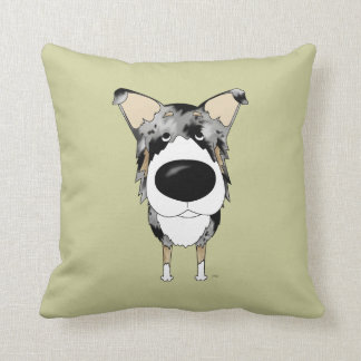Big Nose Blue Merle Smooth Collie Throw Pillow
