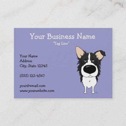 Customizable Big Nose Border Collie Business Card Template