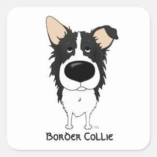Big Nose Border Collie Square Sticker