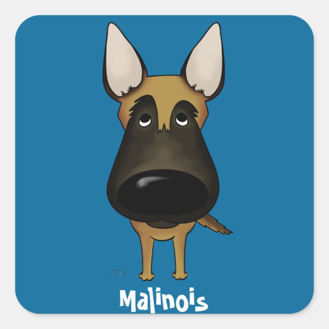 Big Nose Malinois Square Sticker (Front)