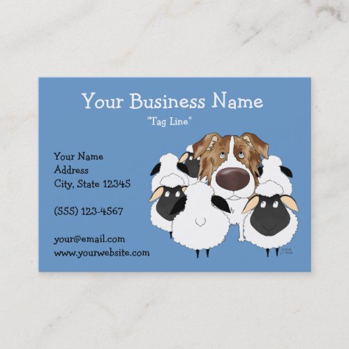 Big Nose Red Merle Australian Shepherd Business Card Template