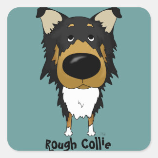 Big Nose Rough Collie Square Sticker
