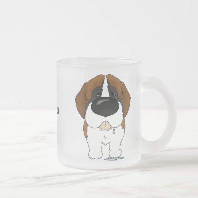 Big Nose Saint Bernard Frosted Glass Coffee Mug (Right)