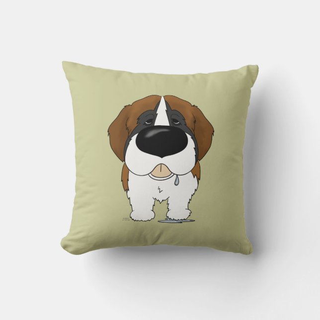 Big Nose Saint Bernard Throw Pillow (Front)
