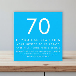 Big Number 70 Eye Test Birthday Invitation