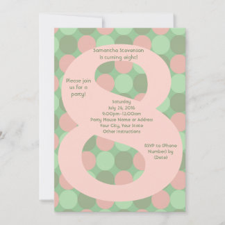 Big Number 8 Girl's 8th Birthday Party Invitation