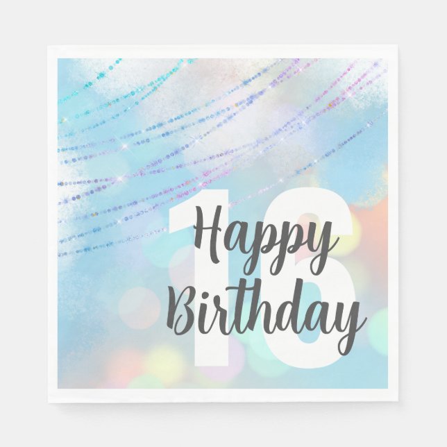 Big Number Bokeh Birthday Lunch Napkins (Front)