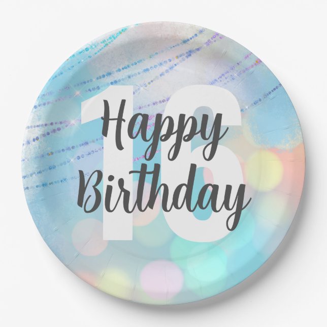 Big Number Bokeh Birthday Party Napkins Paper Plates (Front)