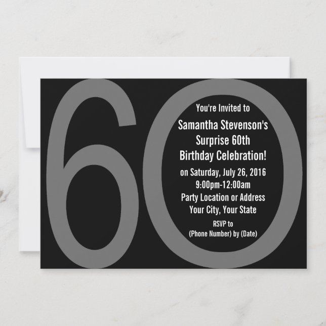 Big Numbers 6-0 60th Birthday Party Invitations (Front)