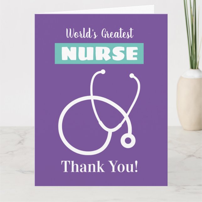 Big Nursing thank you card with stethoscope logo (Front)