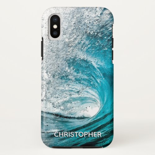 Big Ocean Wave Splash to Add your Name iPhone X Case