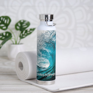 Big Ocean Wave Splash to Add your Name Water Bottle