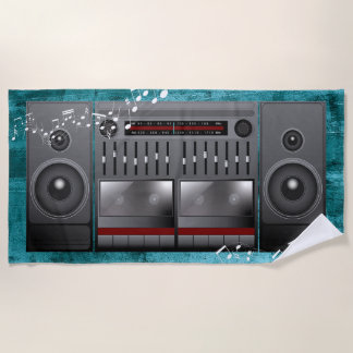 Big Ol' 1990's Stereo Boom Box Beach Towel