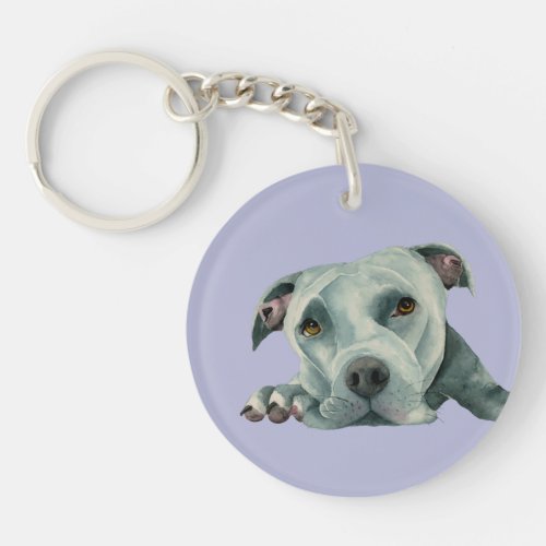 Big Ol Head _ Cute Pit Bull Dog Illustration Keychain