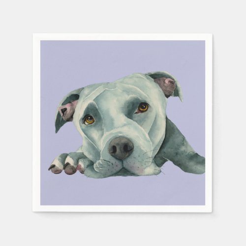 Big Ol Head _ Pit Bull Dog Watercolor Painting Napkins