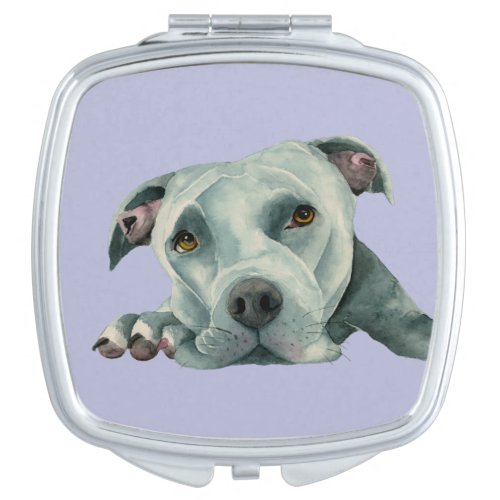 Big Ol Head _ Pit Bull Dog Watercolor Painting Vanity Mirror