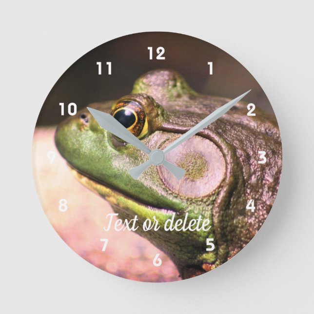 Big Old Bullfrog Face Nature Personalized Round Clock (Front)