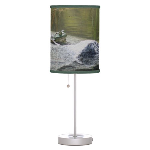 Big Old Bullfrog On Rock In Pond Nature   Table Lamp