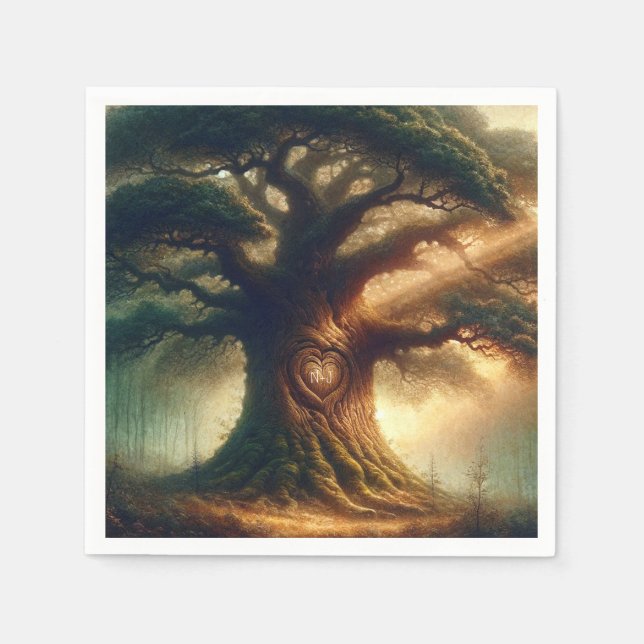 Big Old Oak Tree Enchanted Rustic Forest Wedding Napkins (Front)