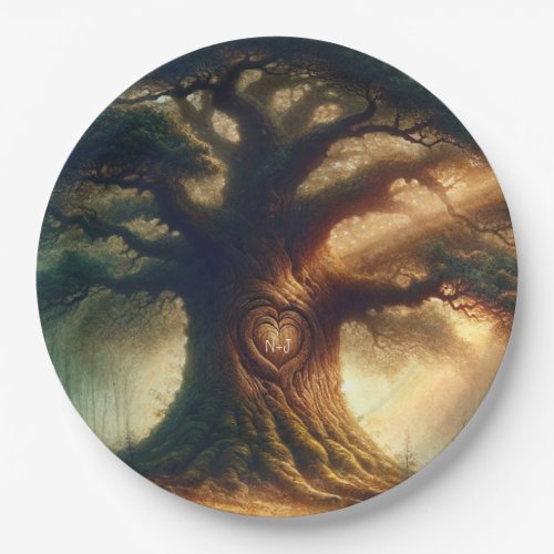 Big Old Oak Tree Enchanted Rustic Forest Wedding Paper Plates