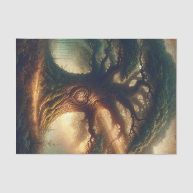 Big Old Oak Tree Enchanted Rustic Forest Wedding Tissue Paper (Front)