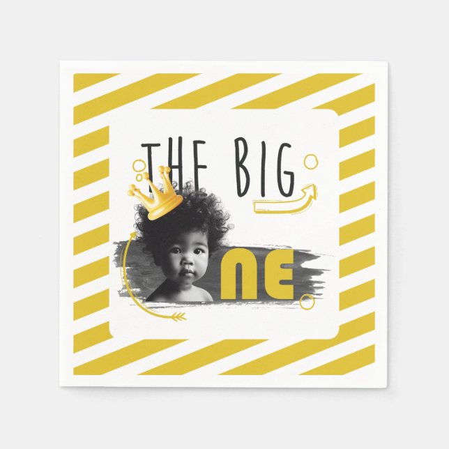 BIG ONE African American Baby Boy Napkins (Front)