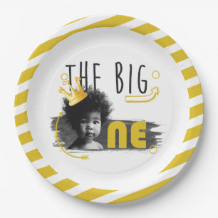 BIG ONE African American Baby Boy Paper Plates