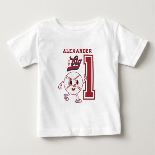 Big One Baseball Rookie Of The Year First Birthday Baby T_Shirt