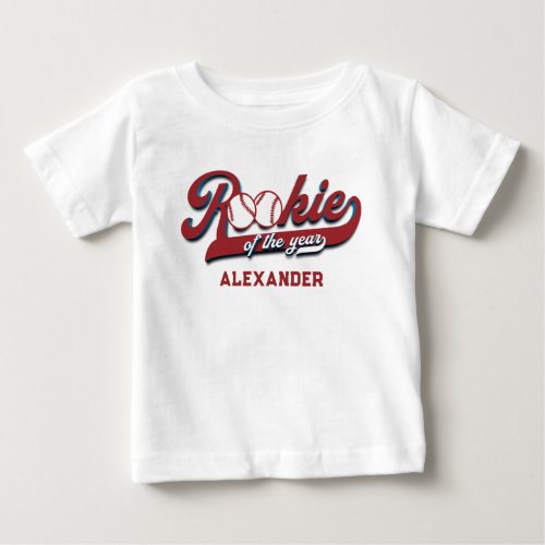 Big One Baseball Rookie Of The Year First Birthday Baby T_Shirt