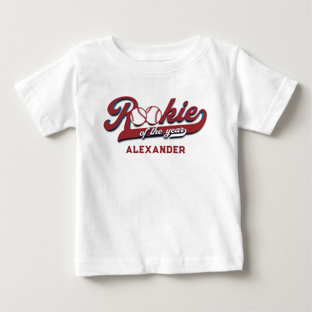 Big One Baseball Rookie Of The Year First Birthday Baby T-Shirt (Front)